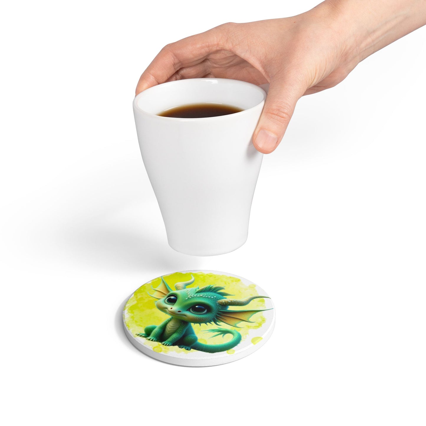 Ceramic Coaster, Baby Dragon Cyrus, Dragon, Cartoon Design, Colorful Coaster