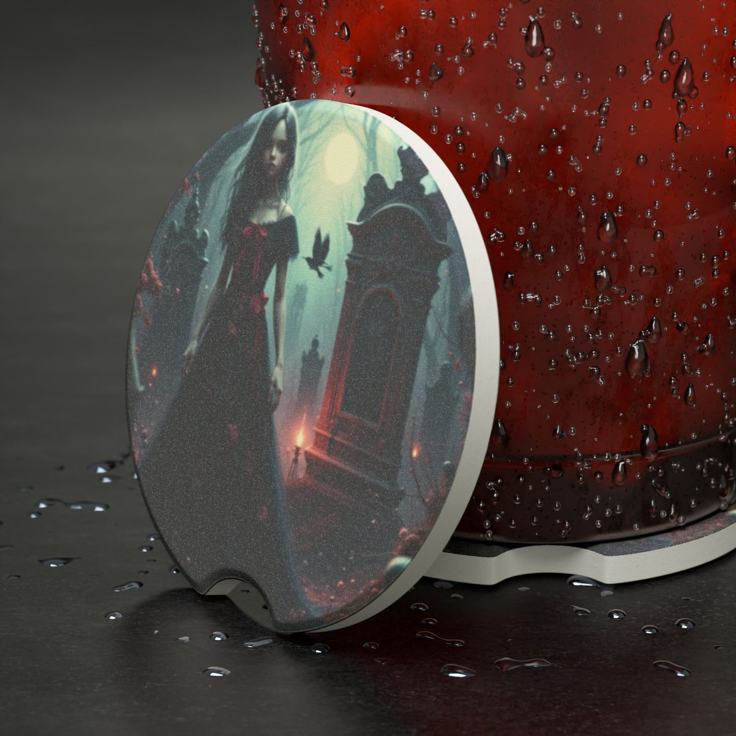 Gothic Soapstone Car Coasters | Unique Auto Decor | Halloween Gift, Car Accessories, Custom Drink Holder, Witchy Decor, Spooky Home Decor