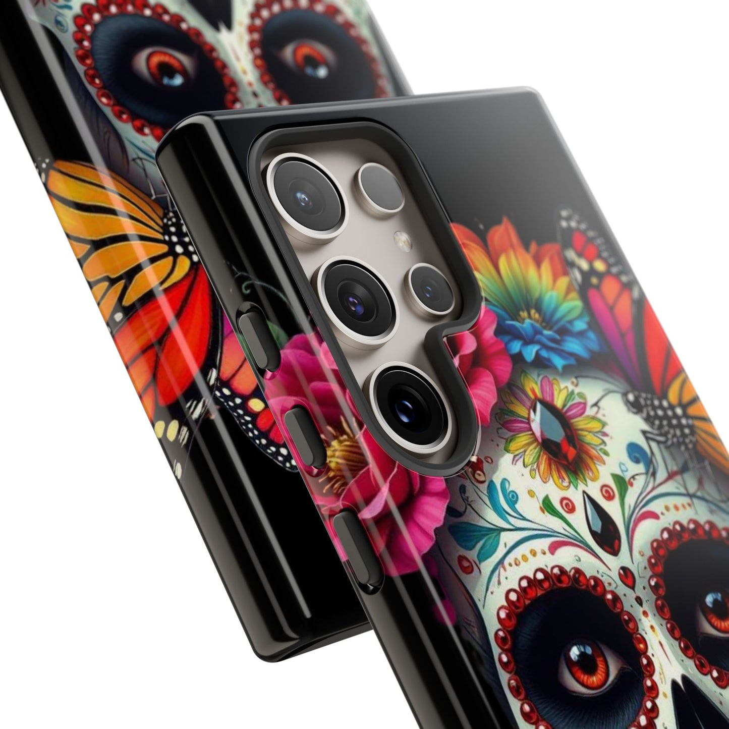 Colorful Sugar Skull Phone Case, Day of the Dead Case, Floral Phone Cover, Flower Skull Design, Edgy Phone Accessory