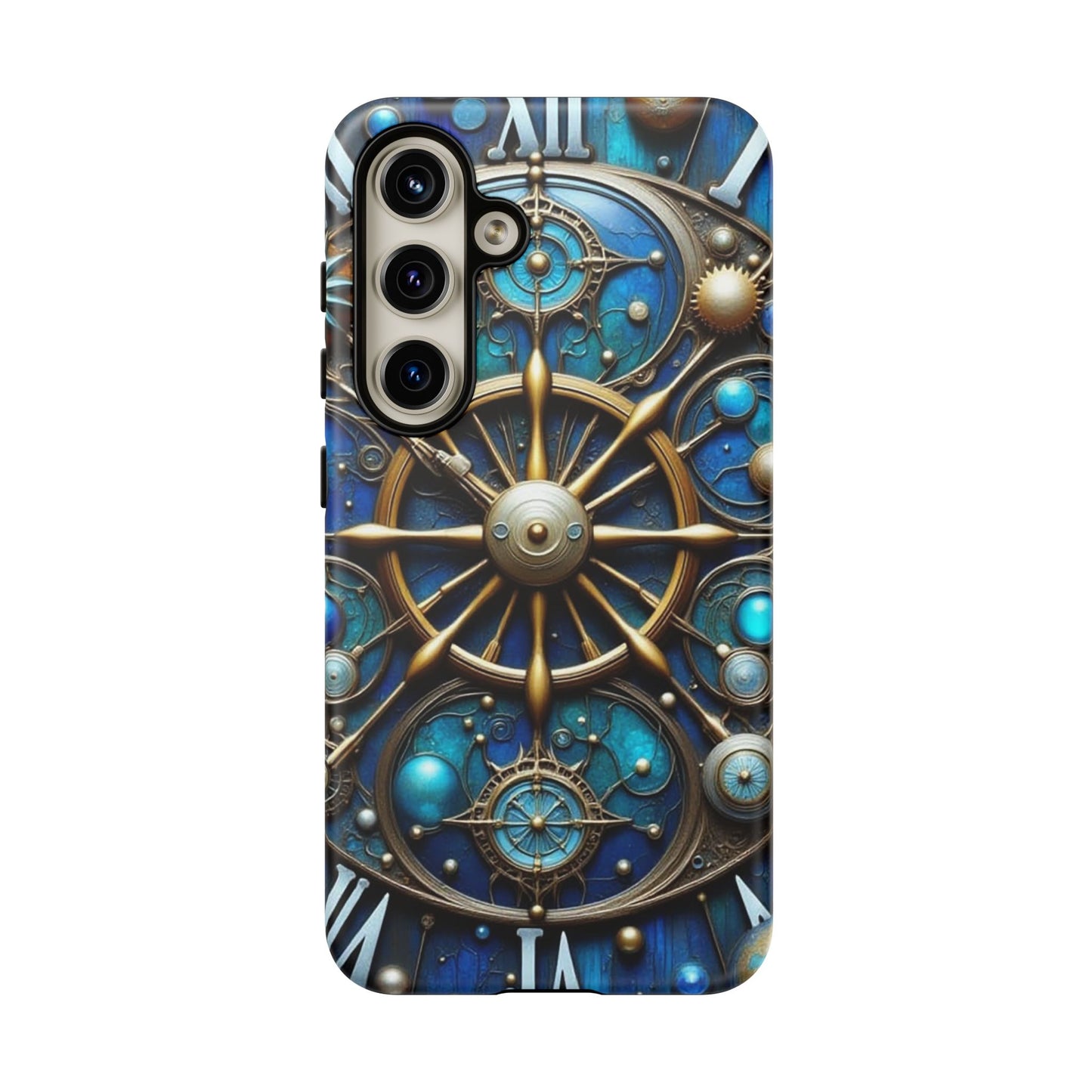 Stylish Phone Cases for Adventurers, Unique Phone Cover, Gift for Friends, Gold and Blue Steampunk Design, Tough Protective Case, Artistic [...]