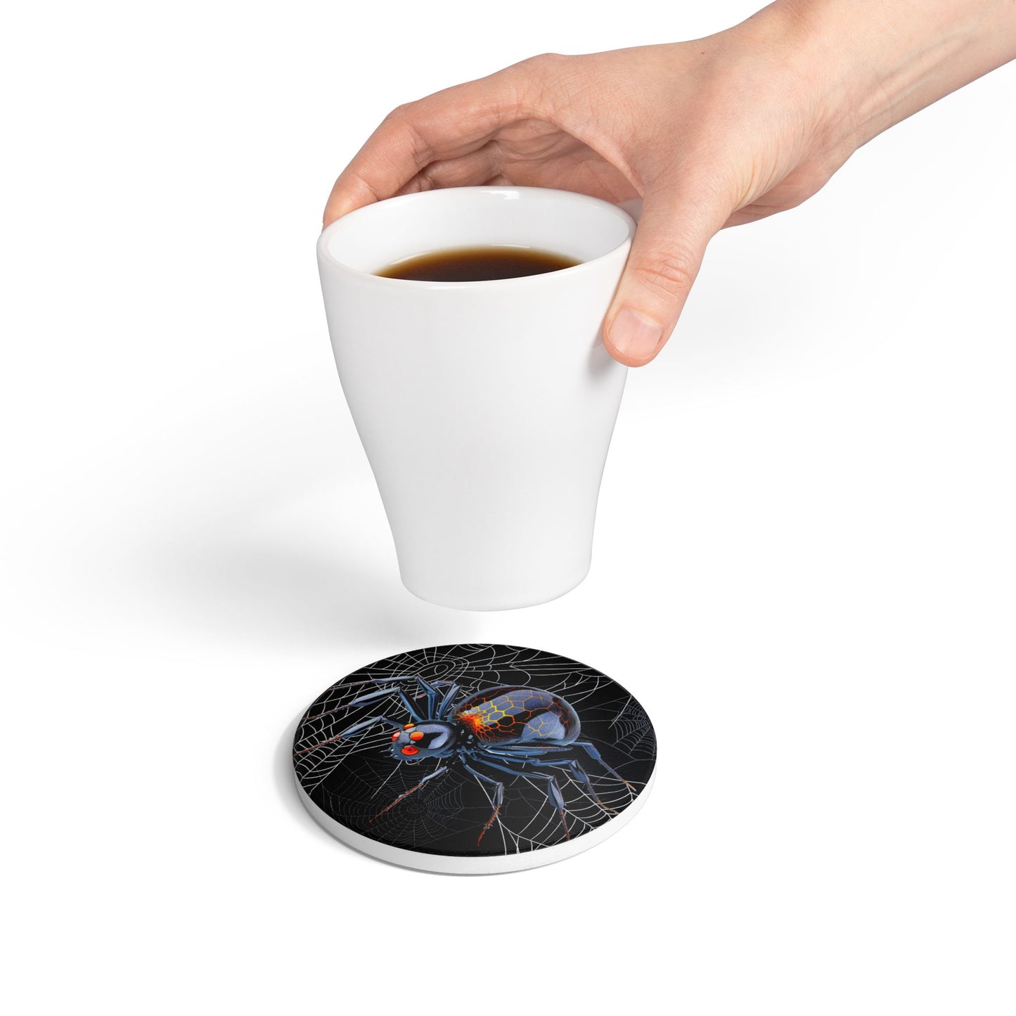 Spooky Spider Ceramic Coaster | Halloween Decor, Gift for Spider Lovers, Home Bar Accessories, Unique Drinkware, Scary Halloween Party