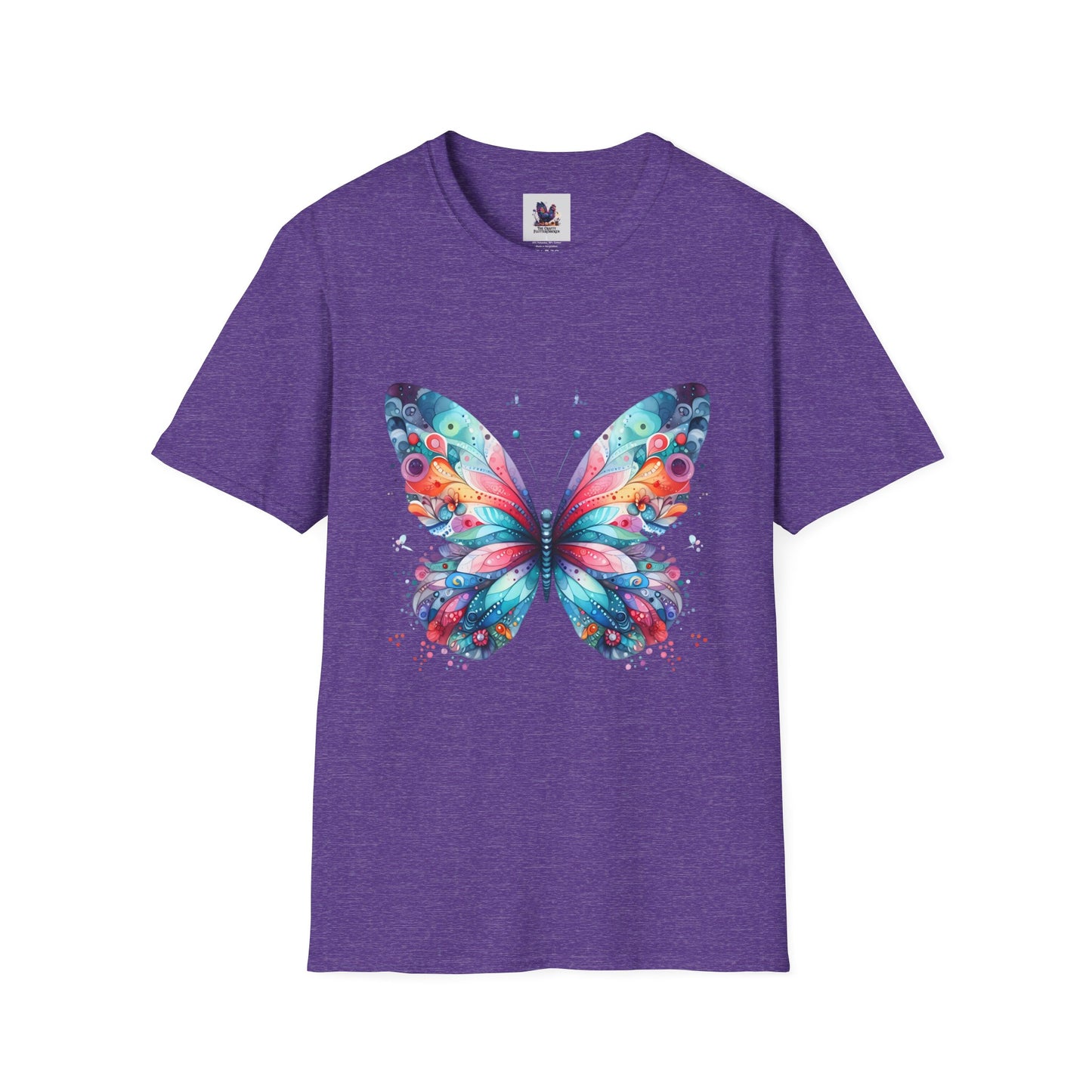 Colorful Butterfly Art Unisex Softstyle T-Shirt, Colorful Tee, Nature-Inspired Apparel, Cute Graphic Shirt