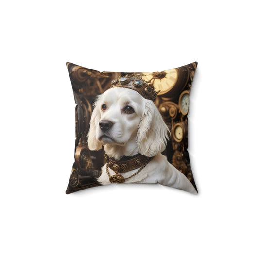 Royal Pup Decorative Pillow, Vintage Dog Art Cushion, Home Decor, Pet Lover Gift, Unique Throw Pillow, Dog Lover Homeware, Steampunk