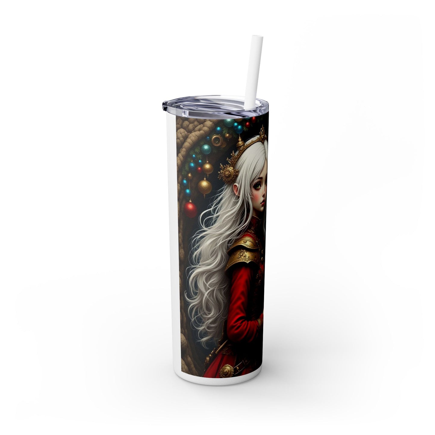 Whimsical Winter Skinny Tumbler with Rabbit Design, Christmas Gift, Holiday Drinkware, Fun Travel Mug, Cute Beverage Container