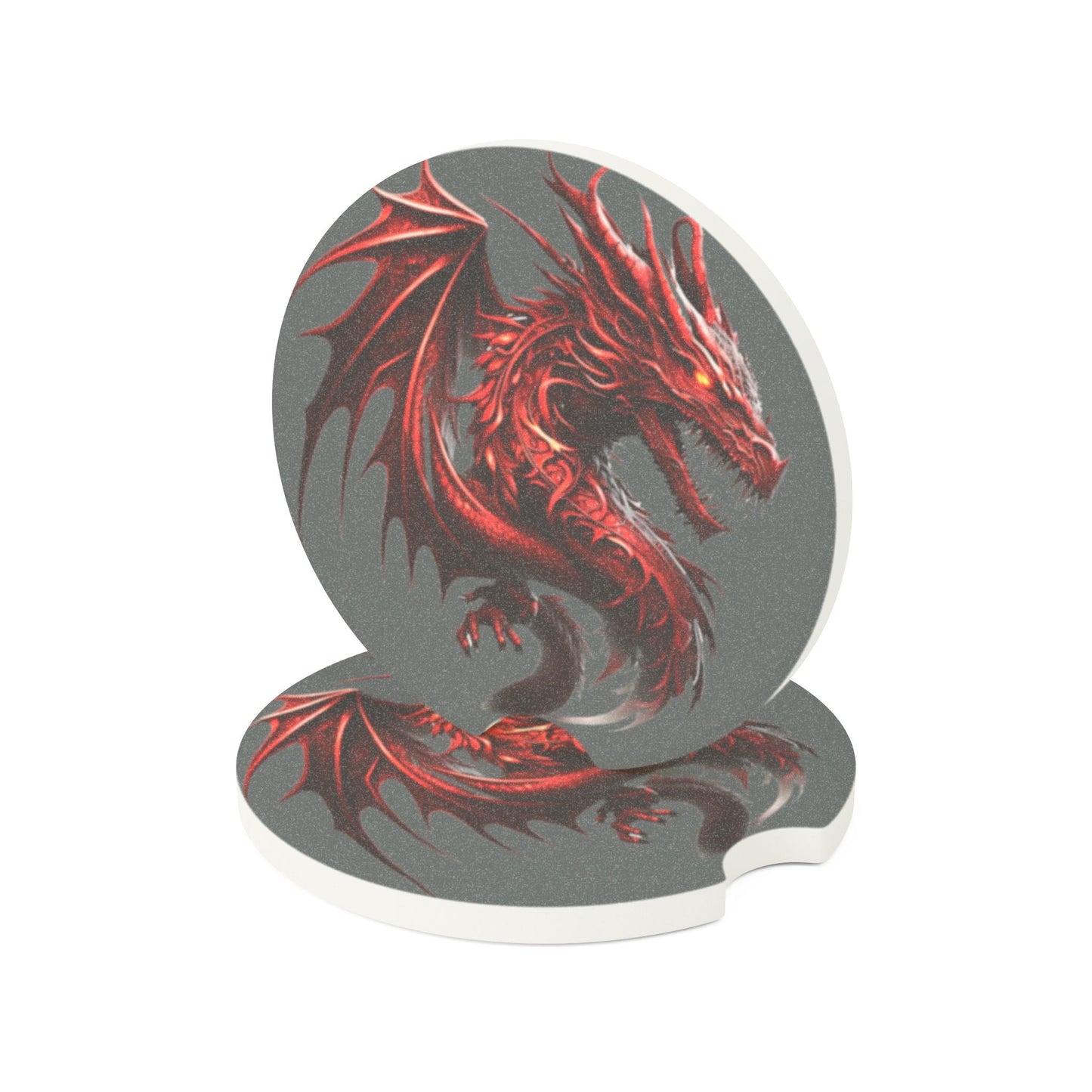 Red Dragon Soapstone Car Coaster | Auto Accessories, Gift for Car Lovers, Unique Car Decor, Fantasy Theme, Car Interior Decor