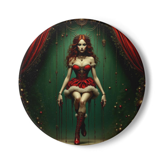 Creepy Holiday Ceramic Coaster, Unique Drink Coaster, Christmas Decor, Vintage Art Decor, Gift for Art Lovers, Party Favor