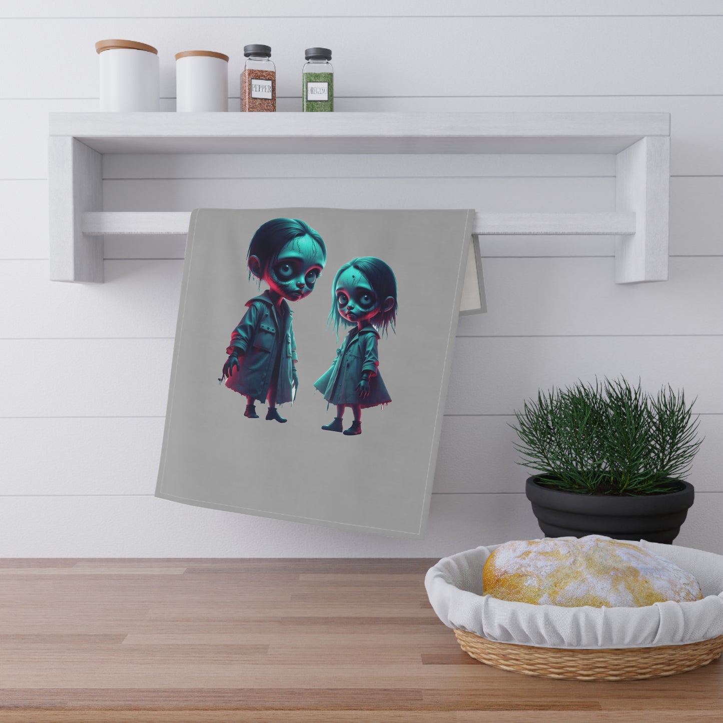 Tiny Terrors Annabelle & Annalise, Tea Towels (cotton, poly), Zombie Kids