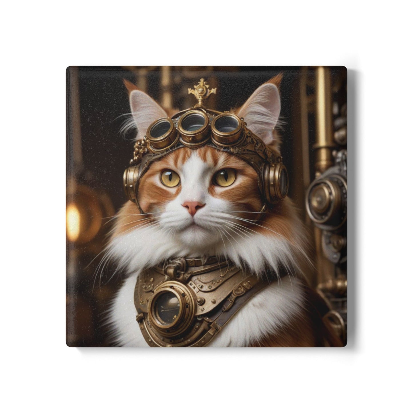 Ceramic Coaster, Steampunk Cat Captain, Steampunk Art, Unique Designs