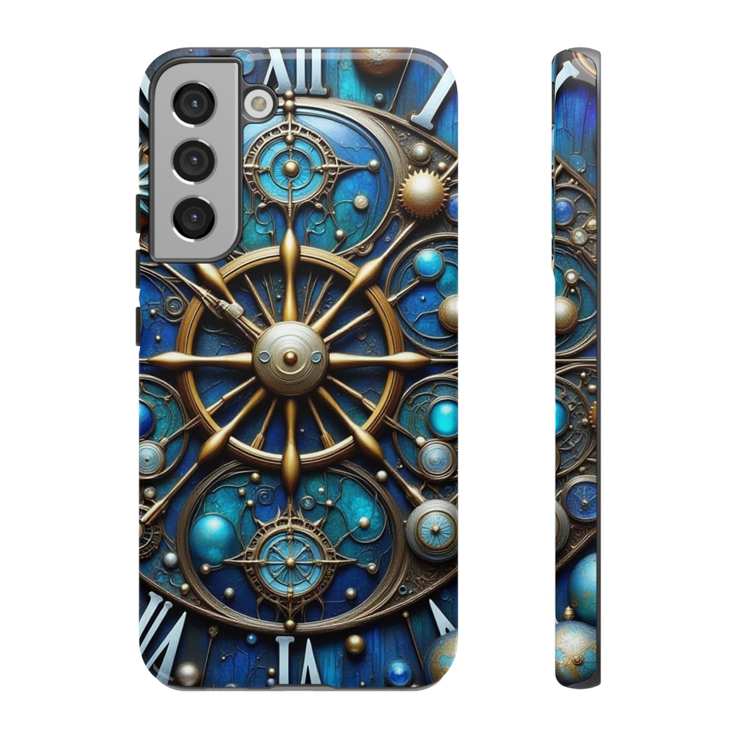 Stylish Phone Cases for Adventurers, Unique Phone Cover, Gift for Friends, Gold and Blue Steampunk Design, Tough Protective Case, Artistic [...]