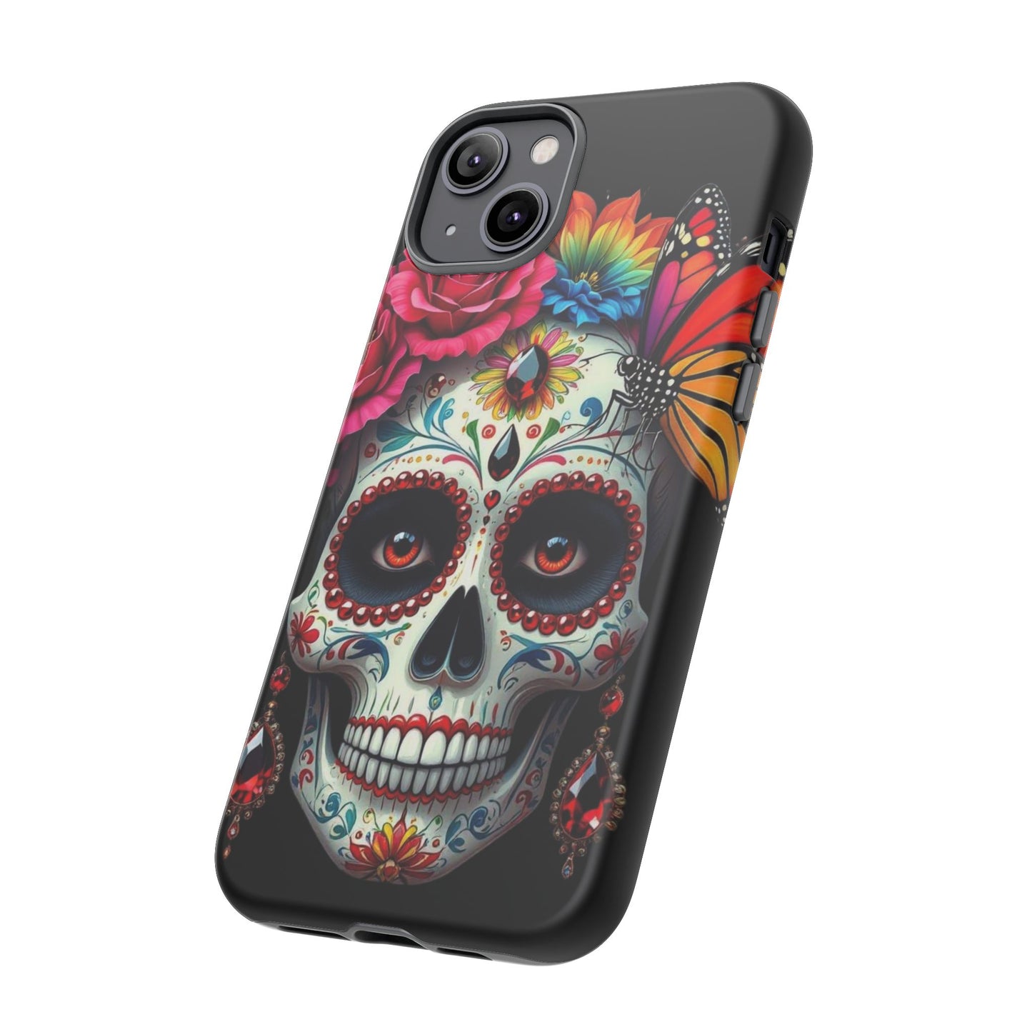 Colorful Sugar Skull Phone Case, Day of the Dead Case, Floral Phone Cover, Flower Skull Design, Edgy Phone Accessory