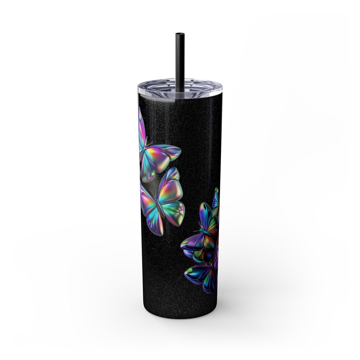 Purple Butterfly Swarm Tumbler with Straw, 20oz