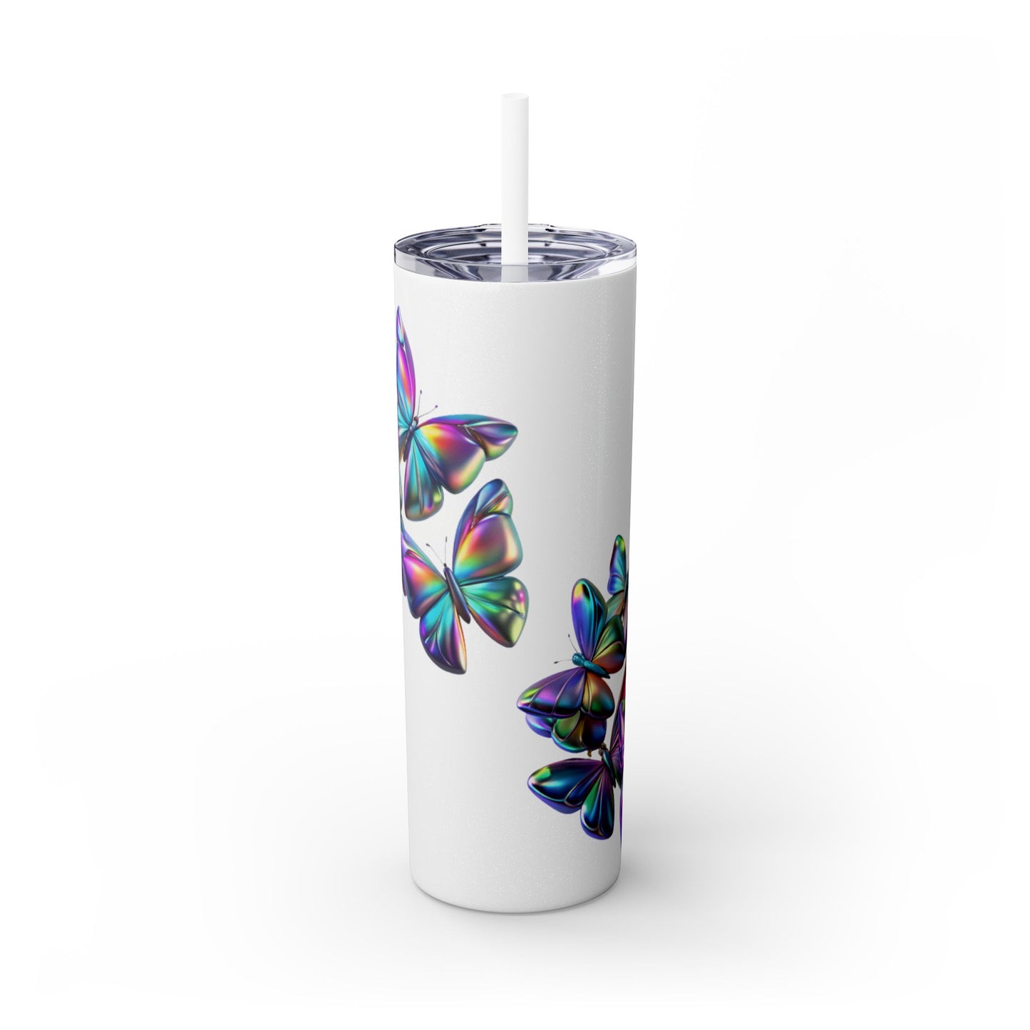 Purple Butterfly Swarm Tumbler with Straw, 20oz