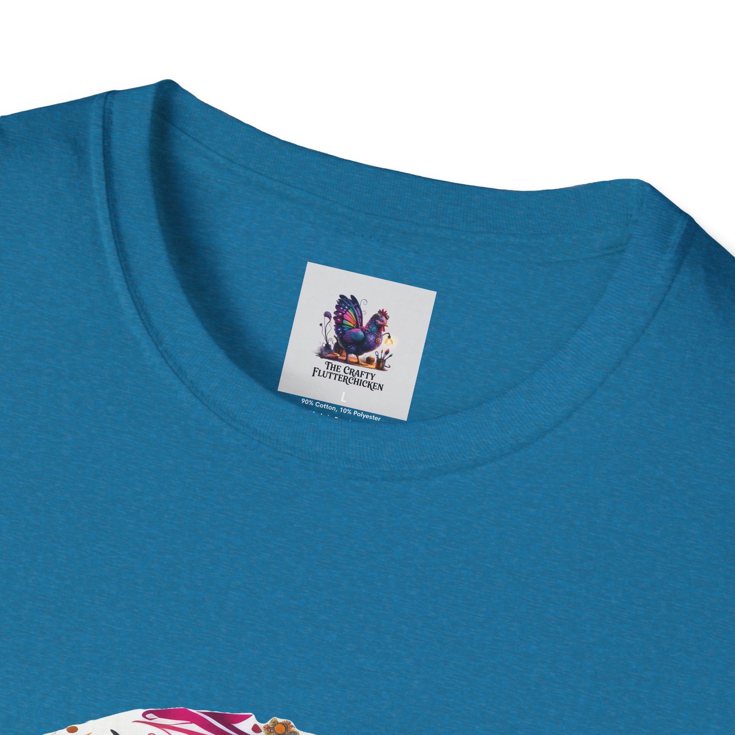 Colorful Sugar Skull Art Unisex Softstyle T-Shirt, Colorful Tee, Cute Graphic Shirt