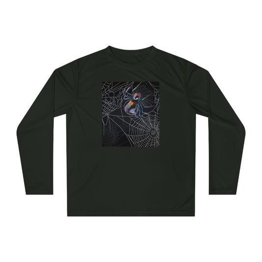 Spider Web Performance Long Sleeve Shirt, Unisex Workout Shirt, Halloween Activewear, Gift for Athletes, Outdoor Sports Top