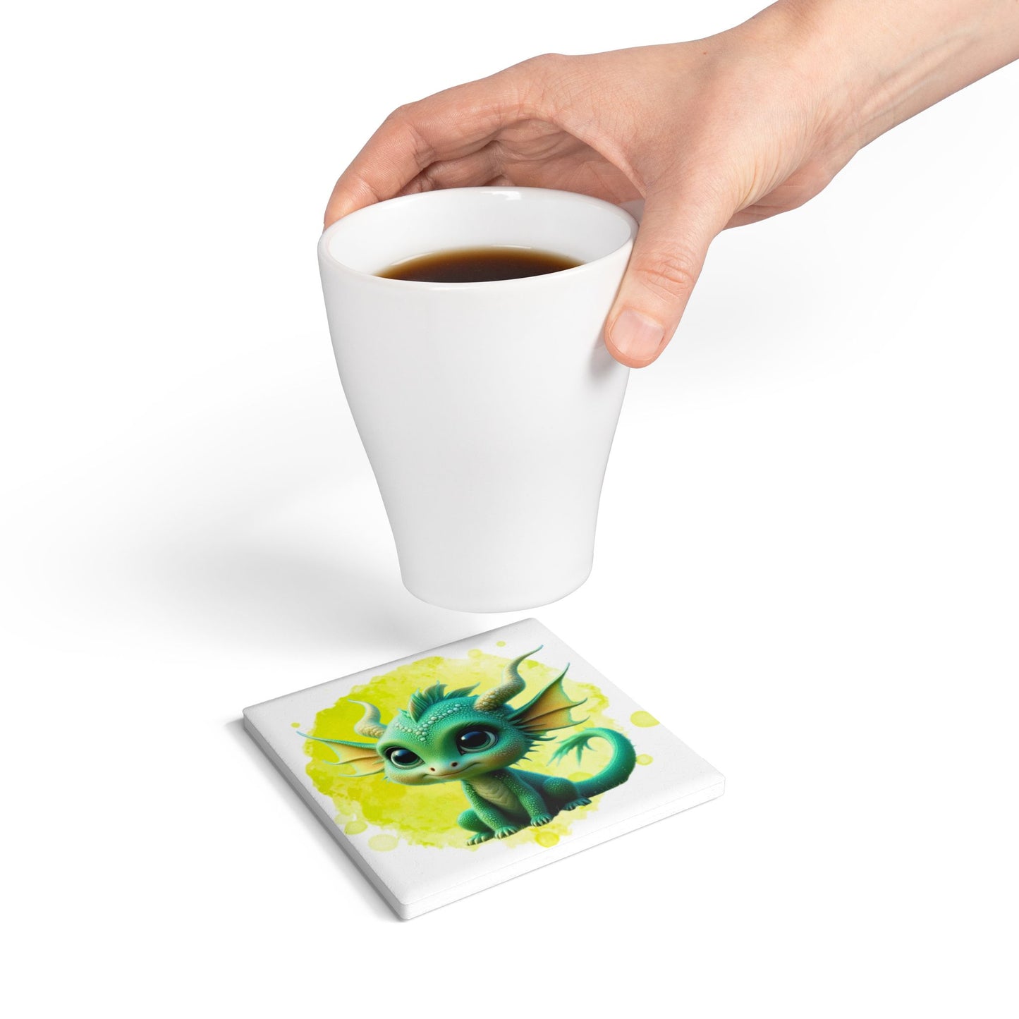 Ceramic Coaster, Baby Dragon Cyrus, Dragon, Cartoon Design, Colorful Coaster