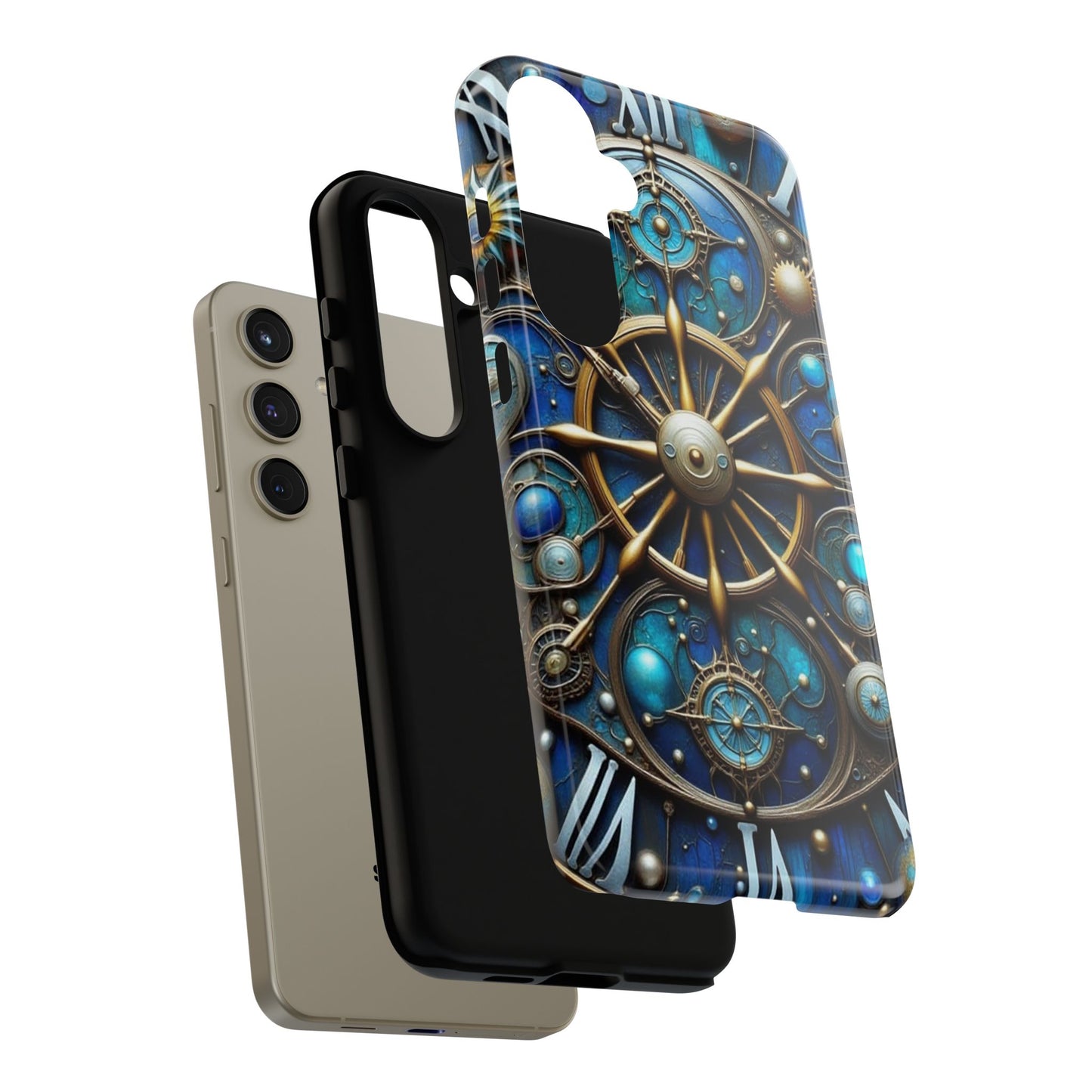Stylish Phone Cases for Adventurers, Unique Phone Cover, Gift for Friends, Gold and Blue Steampunk Design, Tough Protective Case, Artistic [...]