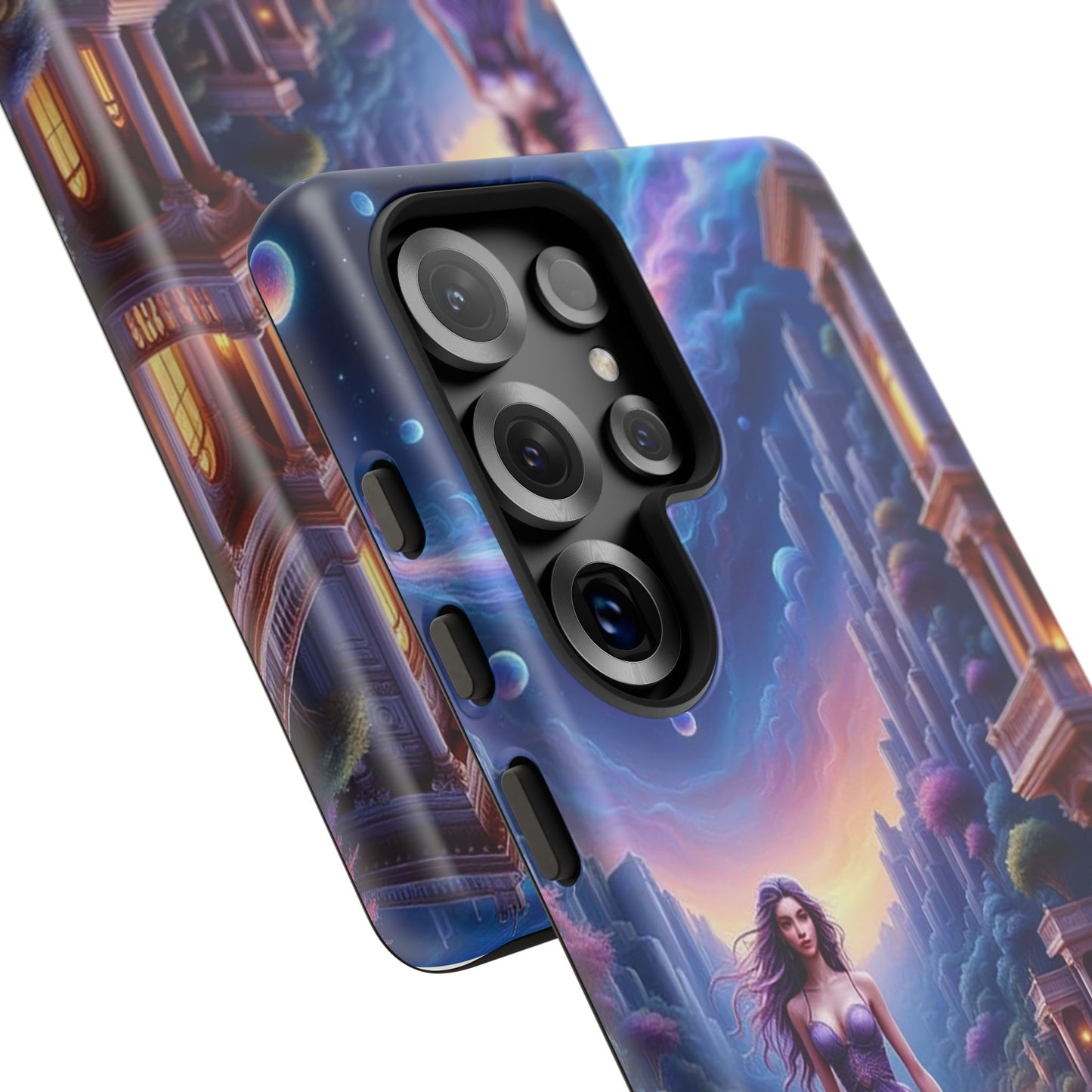 Celestial Fantasy Phone Case, Tough Case for Dreamers, Galaxy Design, Gift for Her, Magical Phone Accessory