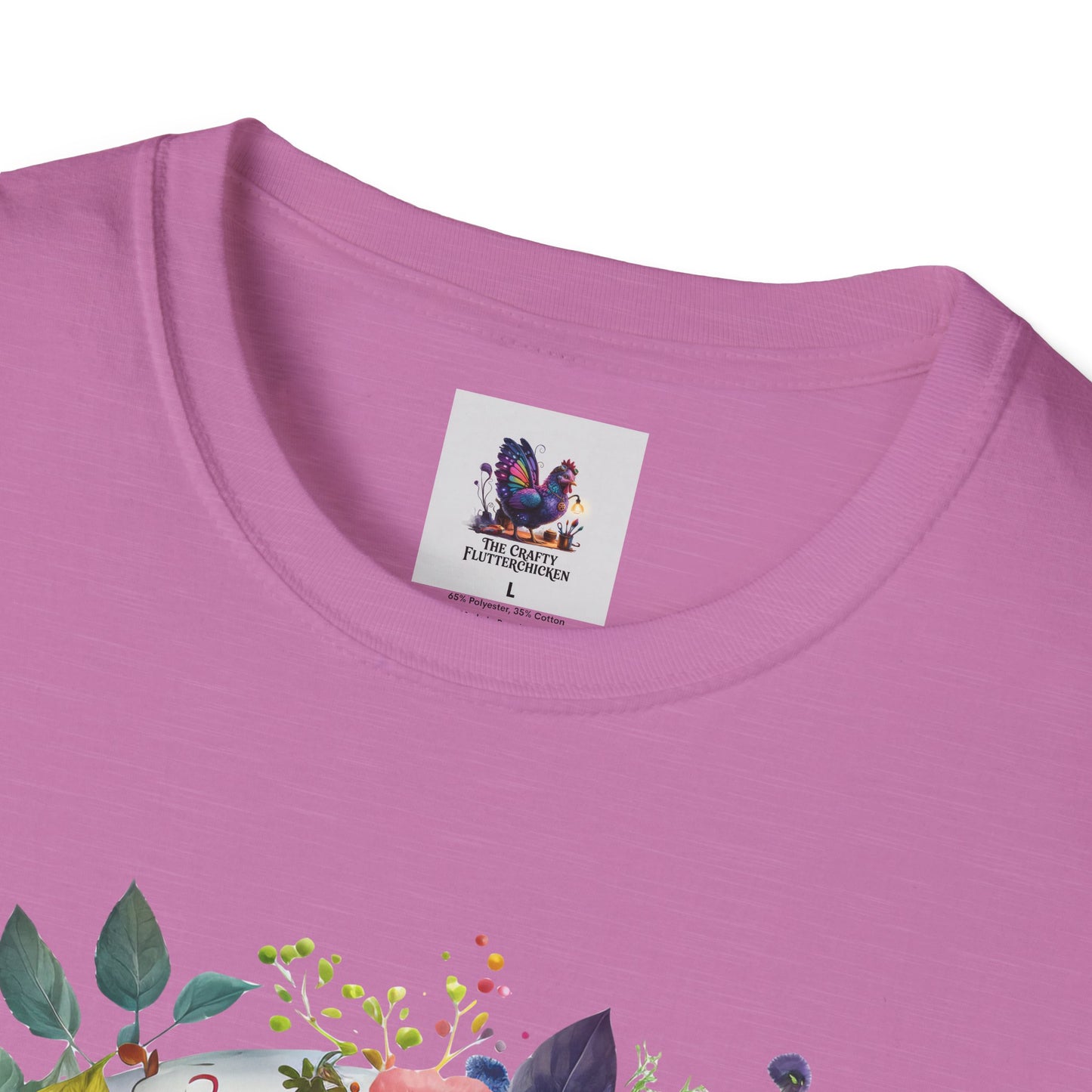 Colorful Sugar Skull with Flowers Art Unisex Softstyle T-Shirt, Colorful Tee, Cute Graphic Shirt