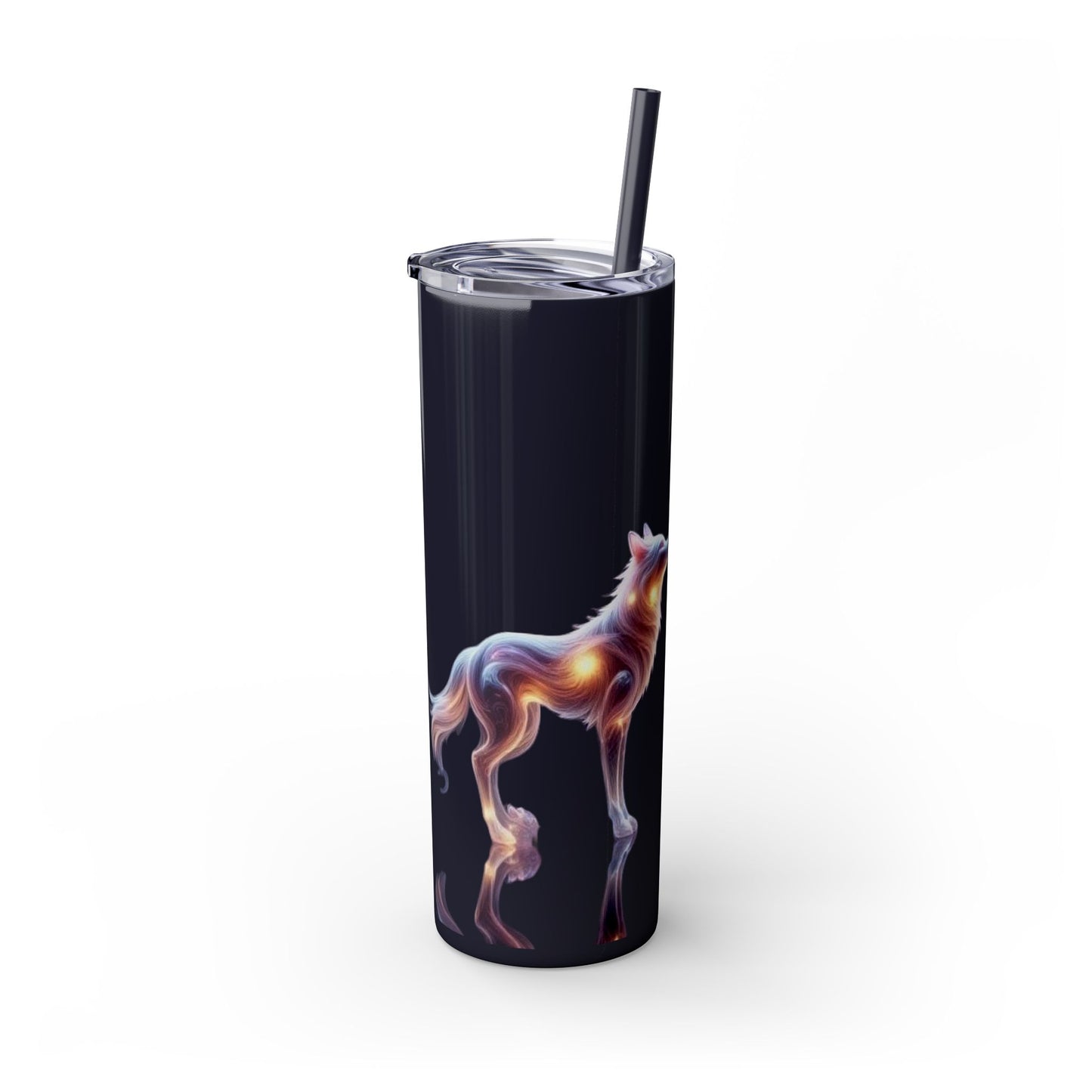 Sparkle Black Wolves, Timber Wolves, Crystal Wolves Tumbler with Straw, 20oz