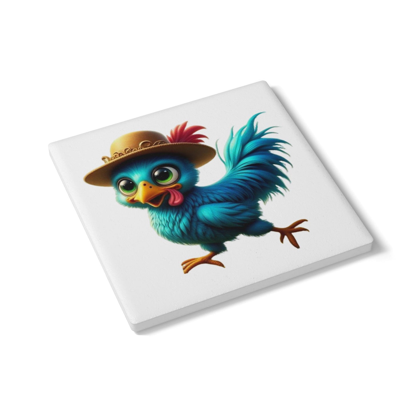 Ceramic Coaster, Chicken Periwinkle, Unique Designs, Gift Ideas