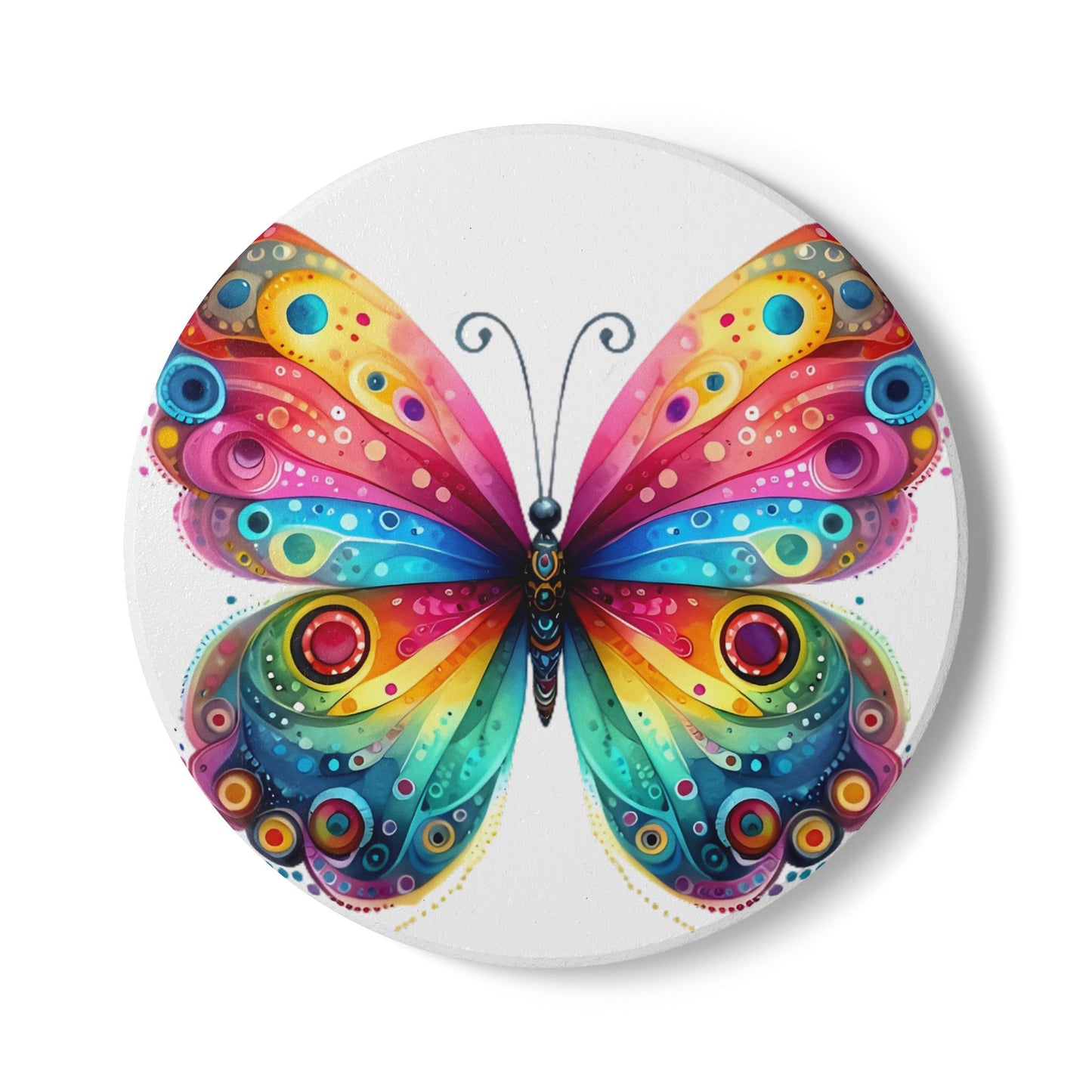 Ceramic Coaster, Rainbow Butterfly