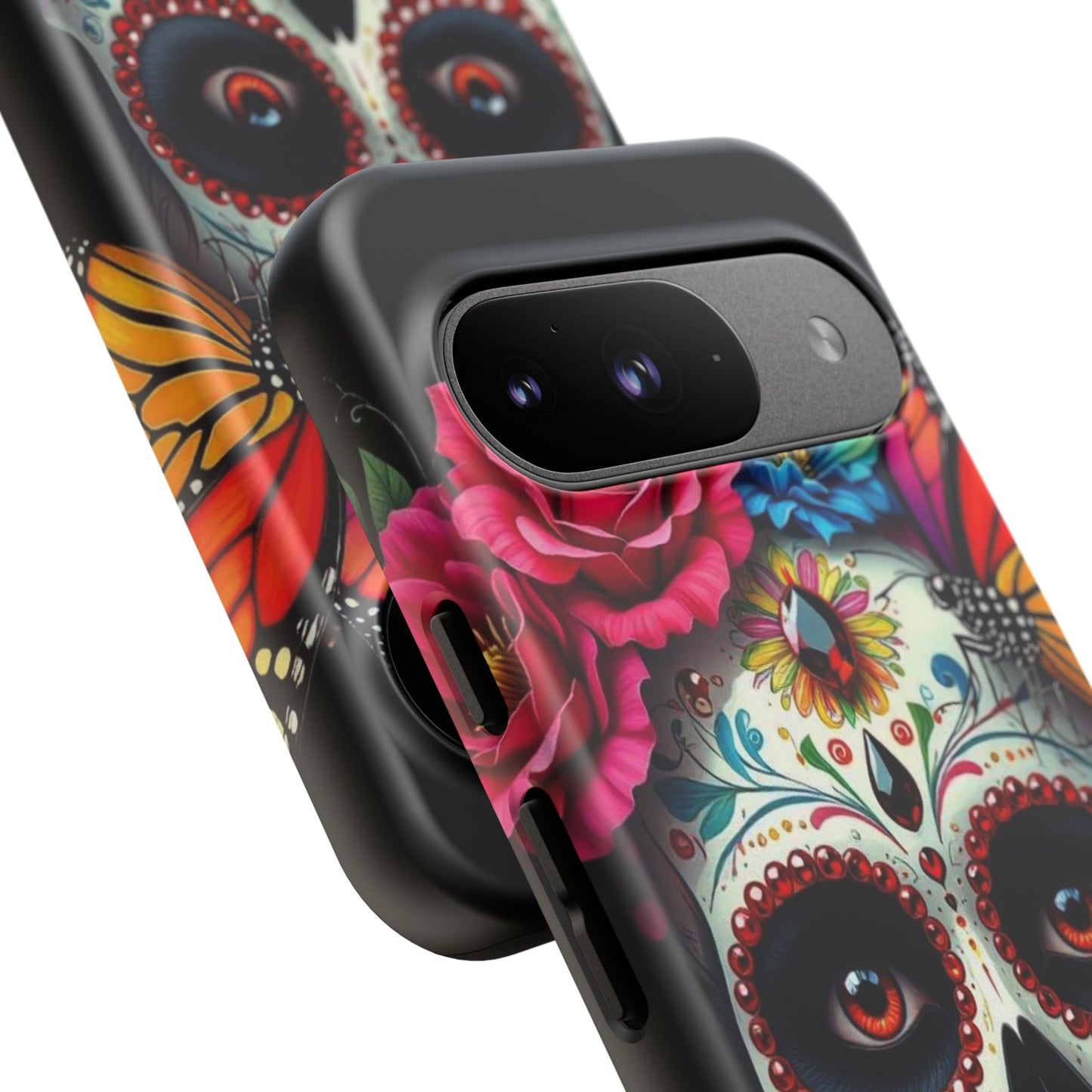 Colorful Sugar Skull Phone Case, Day of the Dead Case, Floral Phone Cover, Flower Skull Design, Edgy Phone Accessory