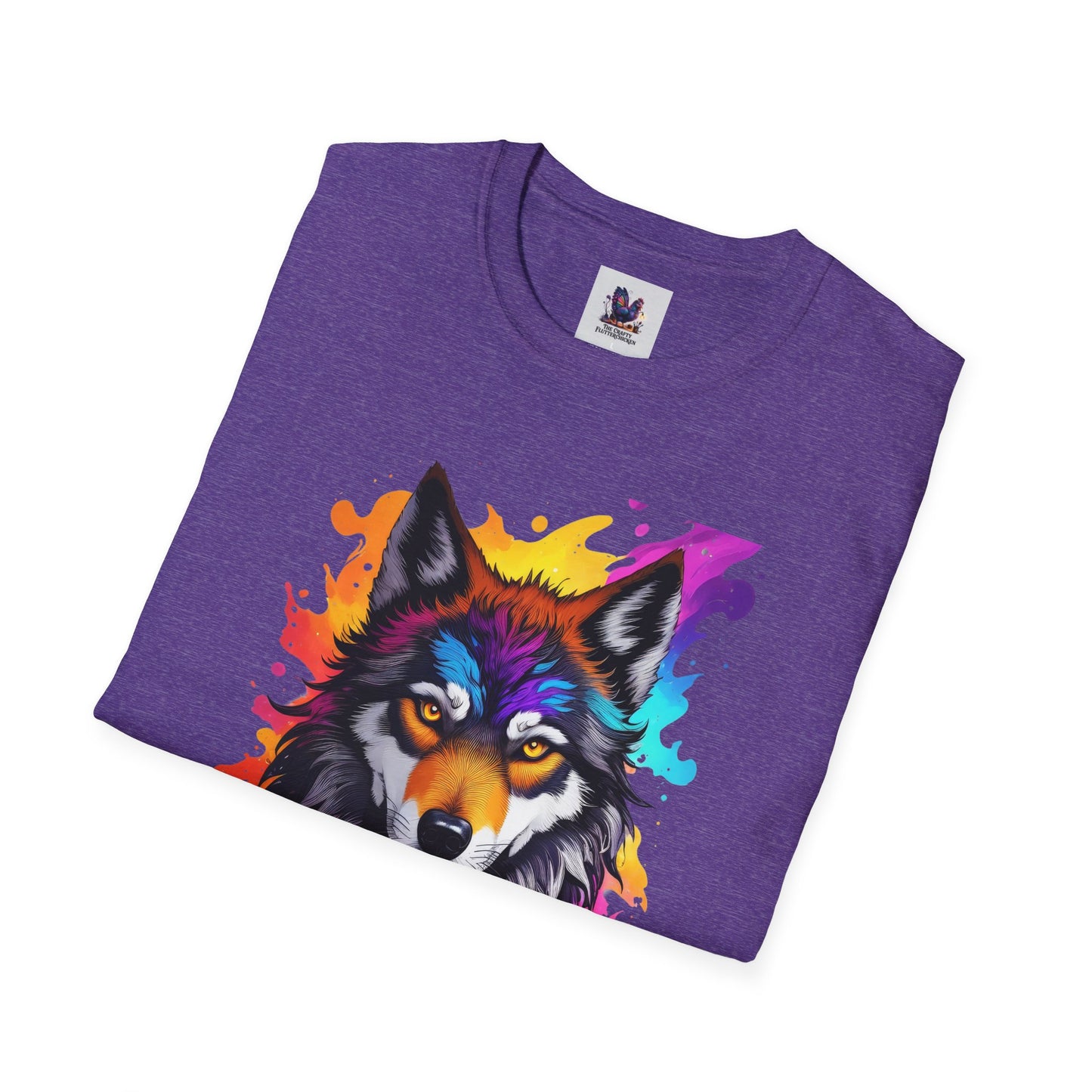 Colorful Wolf Art Unisex Softstyle T-Shirt, Animal Lover Gift, Colorful Tee, Nature-Inspired Apparel, Cute Graphic Shirt