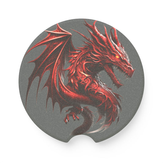 Red Dragon Soapstone Car Coaster | Auto Accessories, Gift for Car Lovers, Unique Car Decor, Fantasy Theme, Car Interior Decor