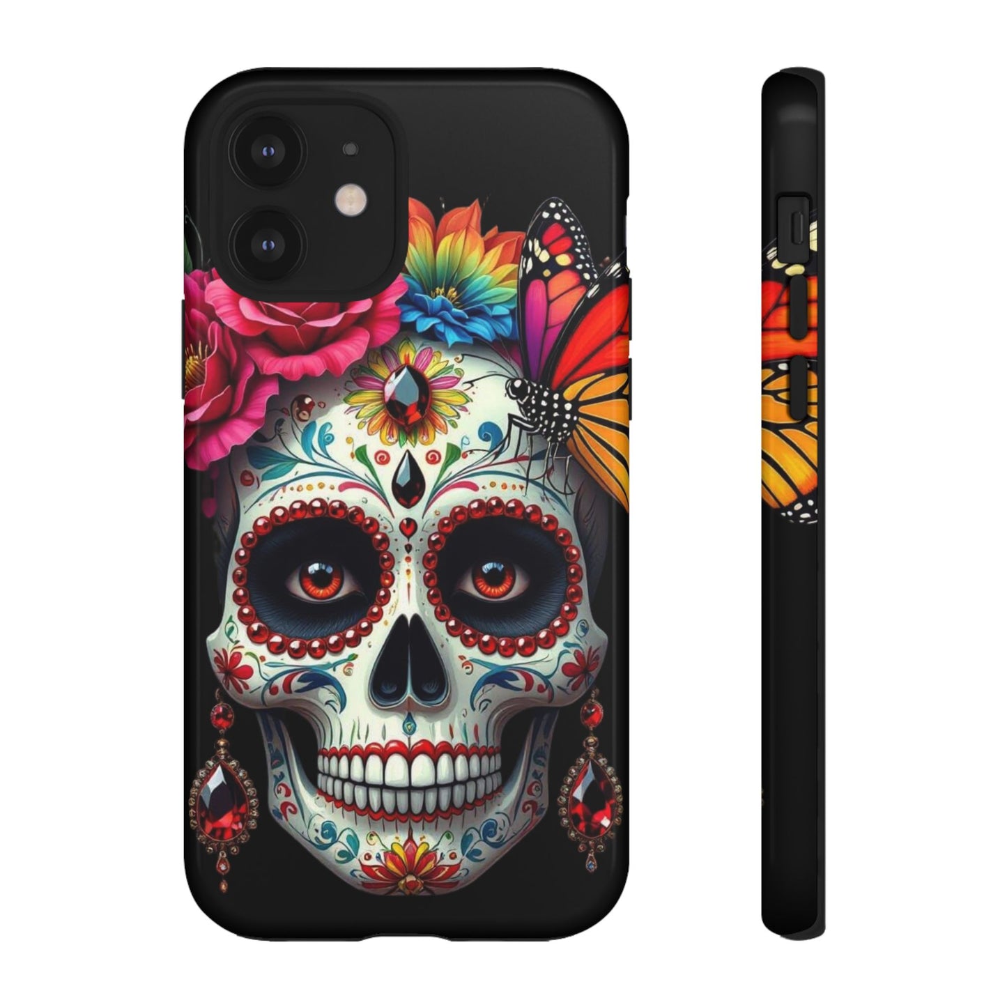 Colorful Sugar Skull Phone Case, Day of the Dead Case, Floral Phone Cover, Flower Skull Design, Edgy Phone Accessory