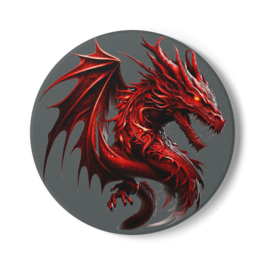 Fantasy Dragon Ceramic Coaster, Unique Home Decor, Table Protector, Gift for Gamers, Medieval Theme, Red Dragon Artwork