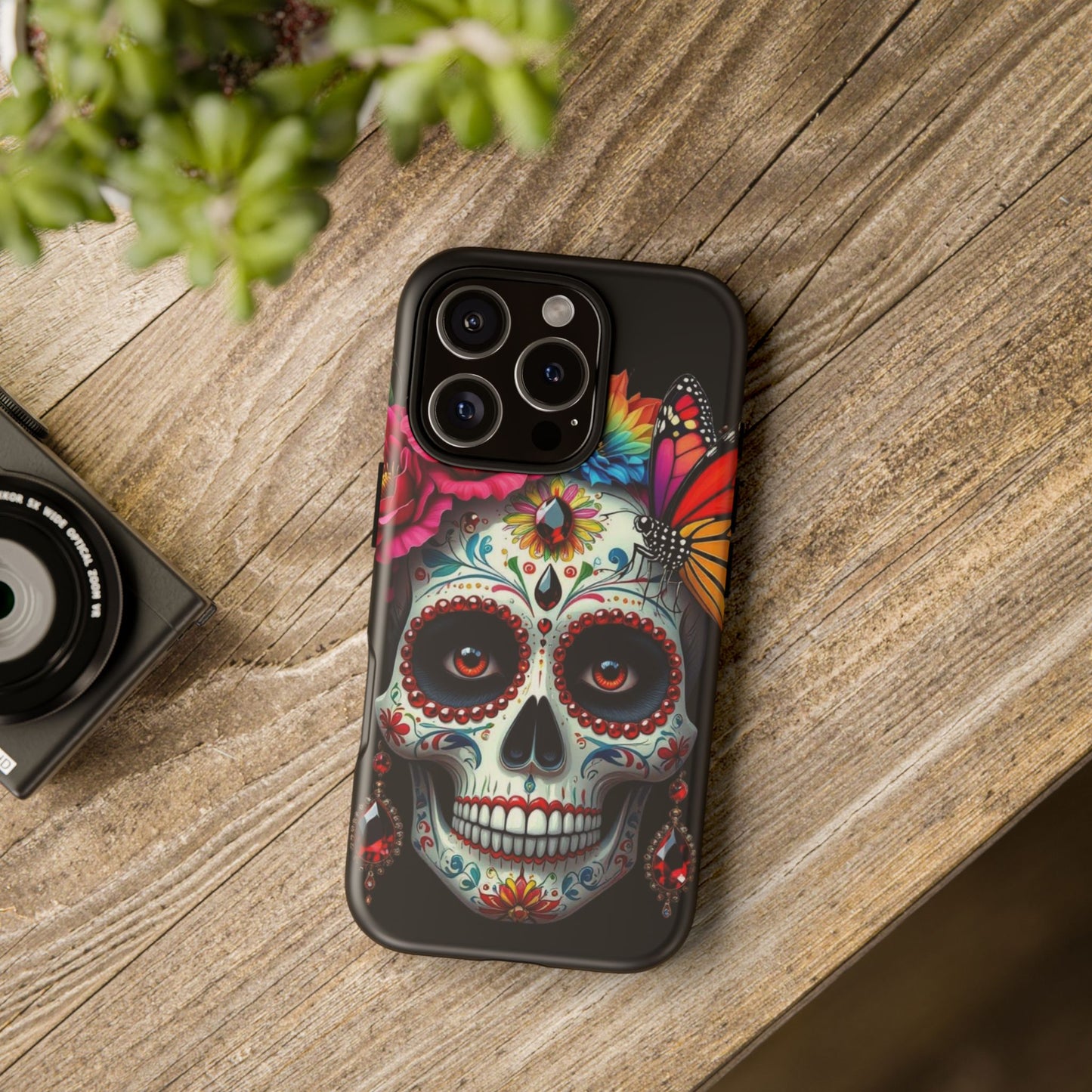 Colorful Sugar Skull Phone Case, Day of the Dead Case, Floral Phone Cover, Flower Skull Design, Edgy Phone Accessory
