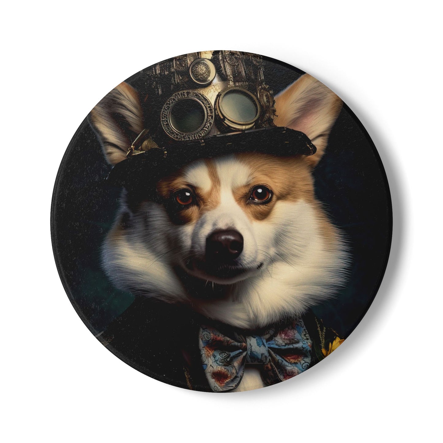 Ceramic Coaster Steampunk Dog Corgi, Steampunk Gifts, Unique Designs