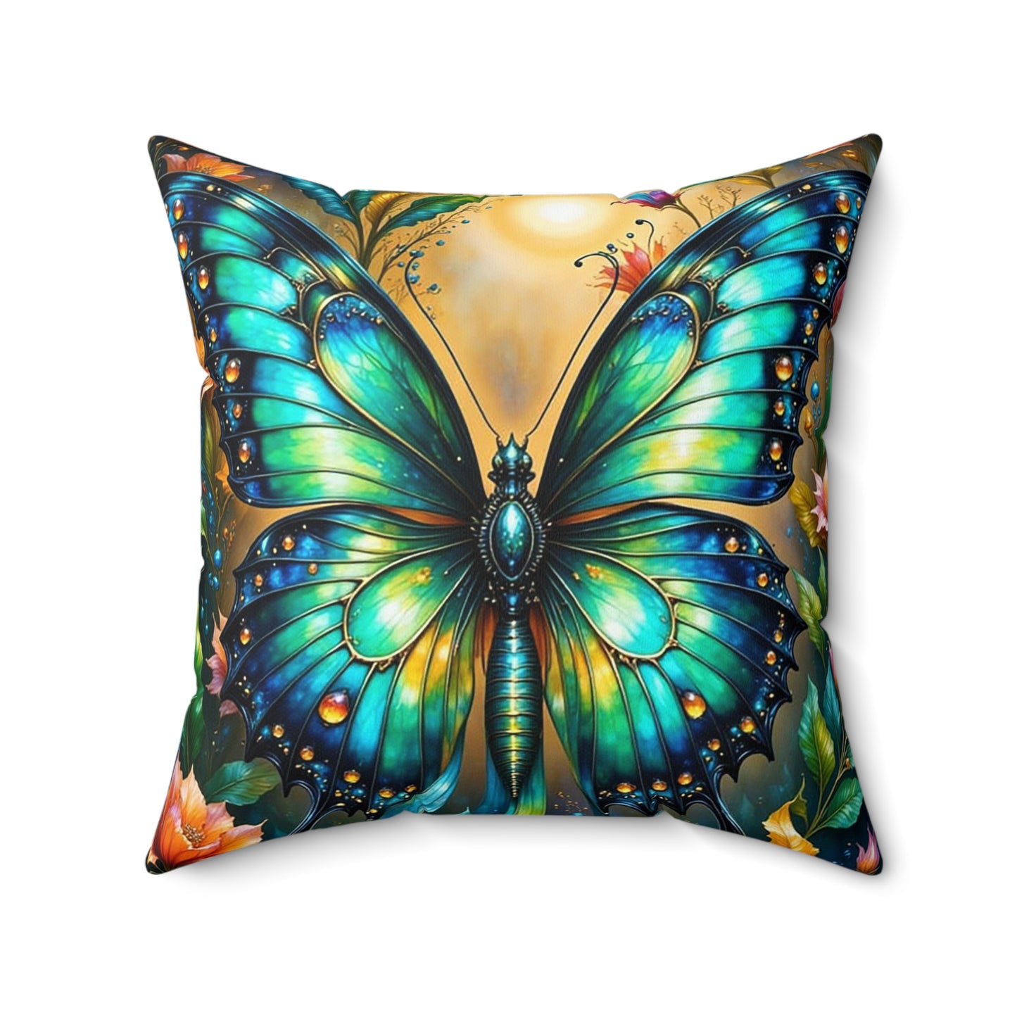 Vibrant Butterfly Square Pillow, Home Decor, Gift for Nature Lovers, Boho Chic, Spring and Summer Decoration