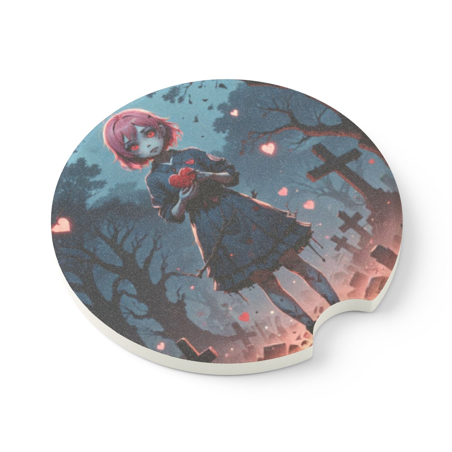 Gothic Soapstone Car Coaster, Dark Fantasy Coaster, Automotive Décor, Novelty Gift, Spooky Car Accessory, Halloween Gift Idea, Anime