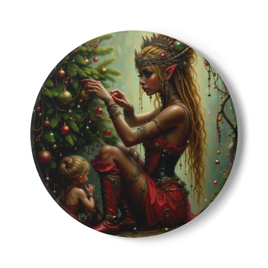Enchanting Fairy Christmas Ceramic Coaster, Holiday Decor, Unique Gift, Home Barware, Yuletide Cheer, Elf Theme