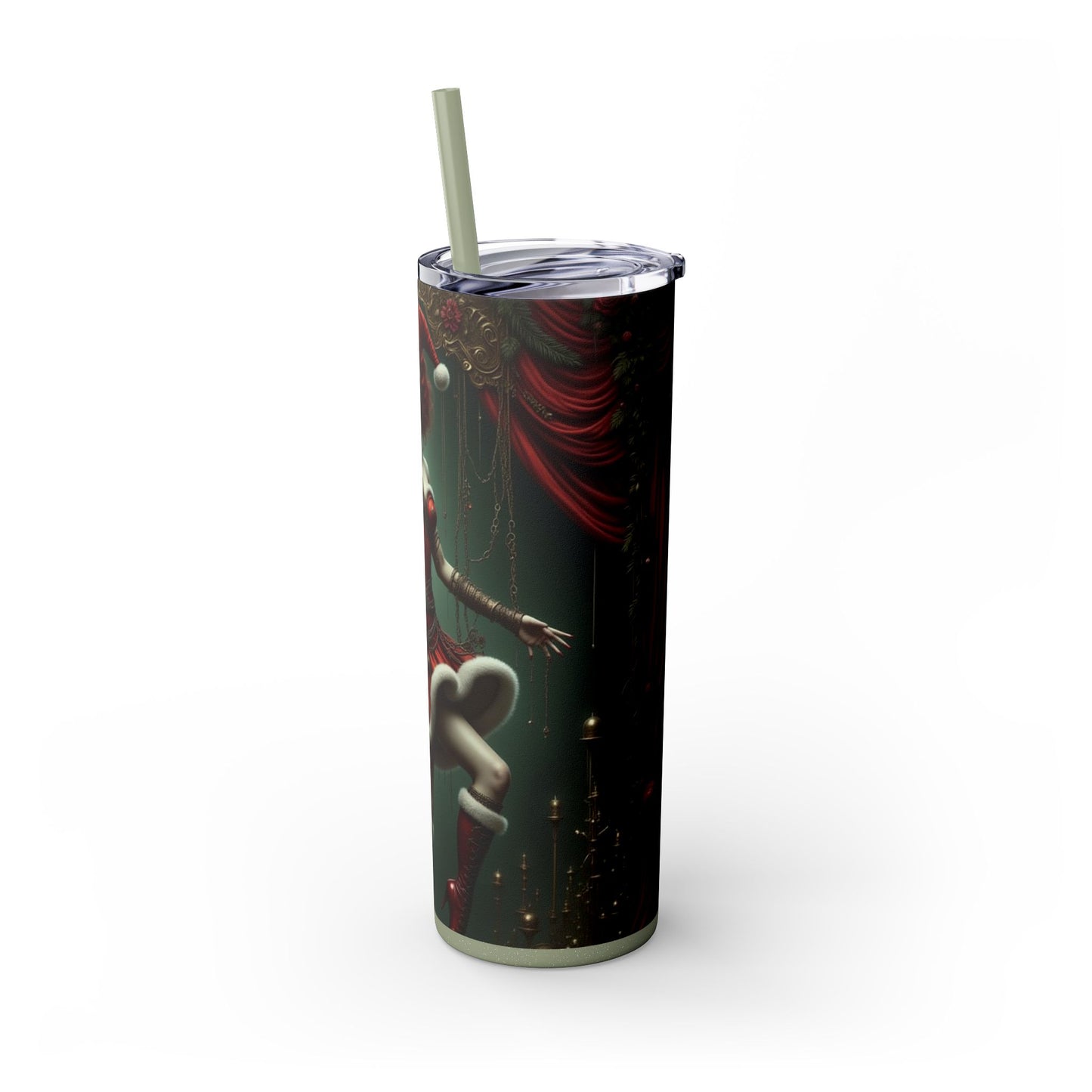 Festive Holiday Skinny Tumbler with Straw, 20oz - Christmas Drinkware, Cute Santa Girl Design, Reusable Travel Mug, Perfect Gift for [...]