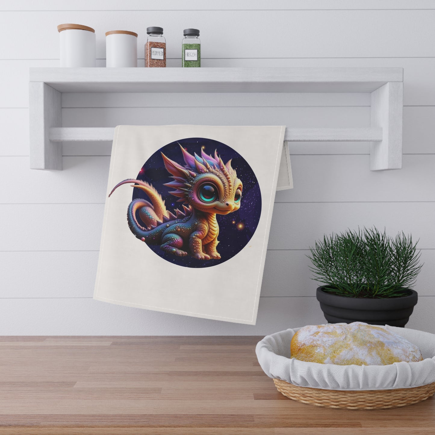 Baby Dragon Cosmo, Tea Towels (cotton, poly)