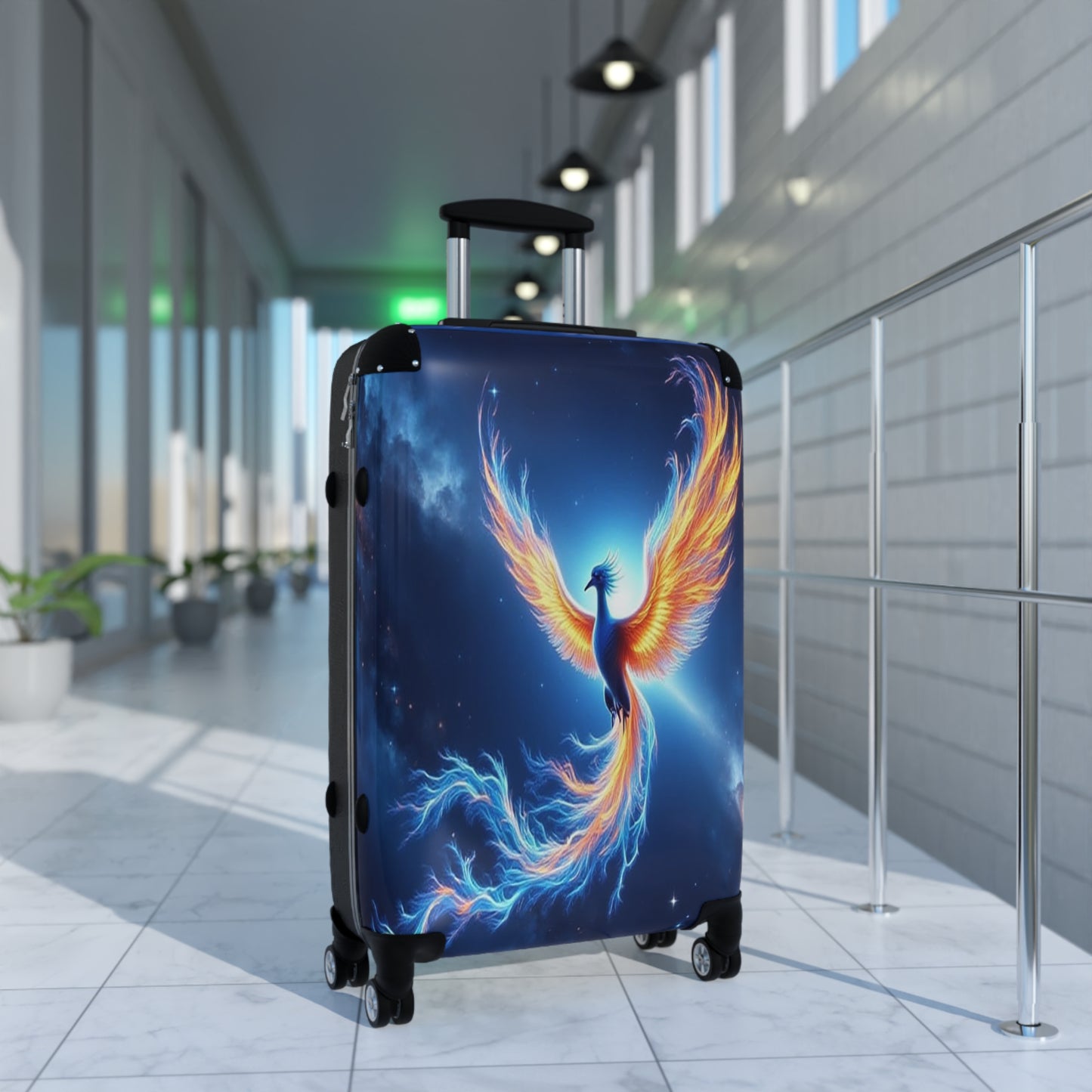 Celestial Phoenix Design Suitcase, Travel Luggage with Unique Art, Gift for Travelers, Stylish Carry-On, Carry-on Bag