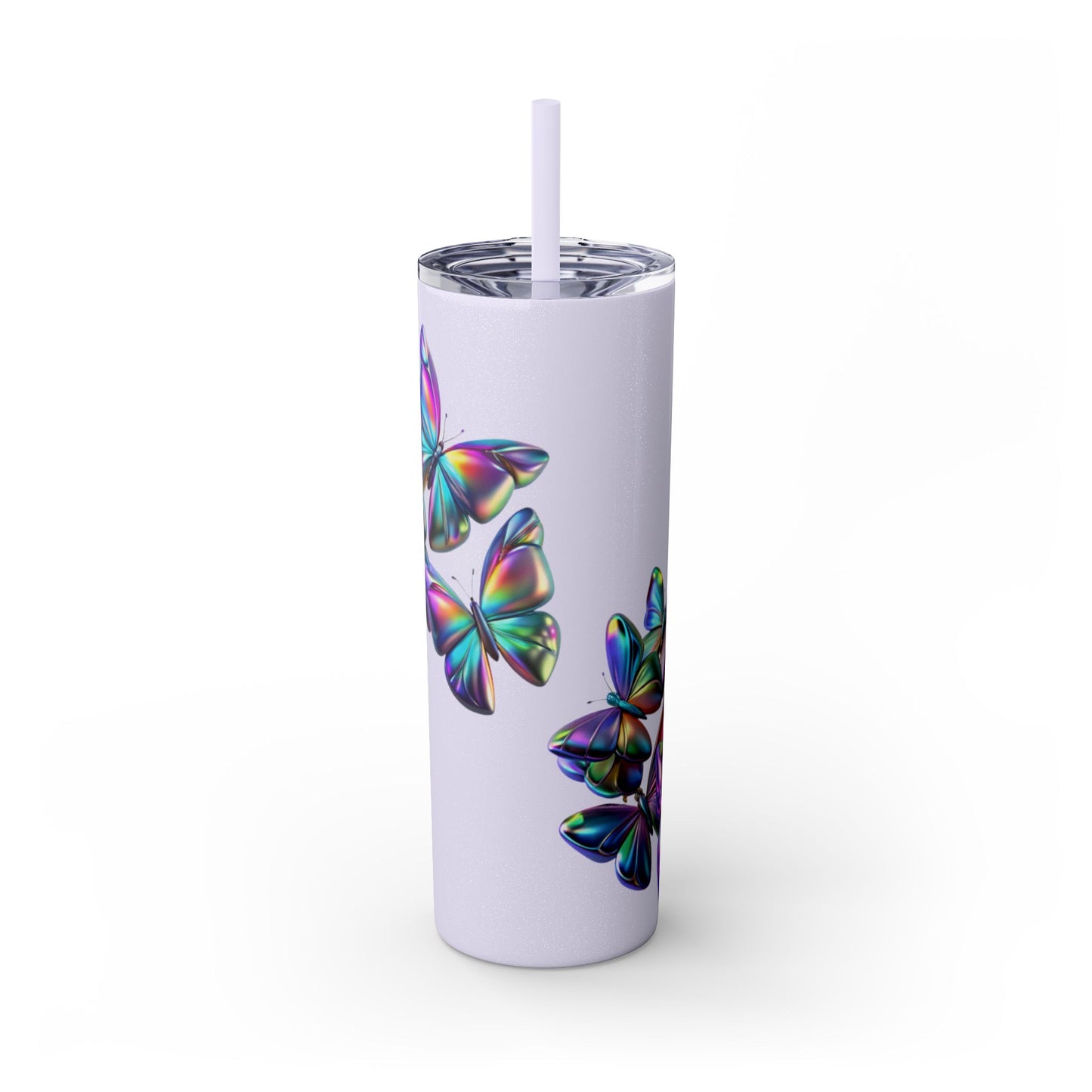 Purple Butterfly Swarm Tumbler with Straw, 20oz