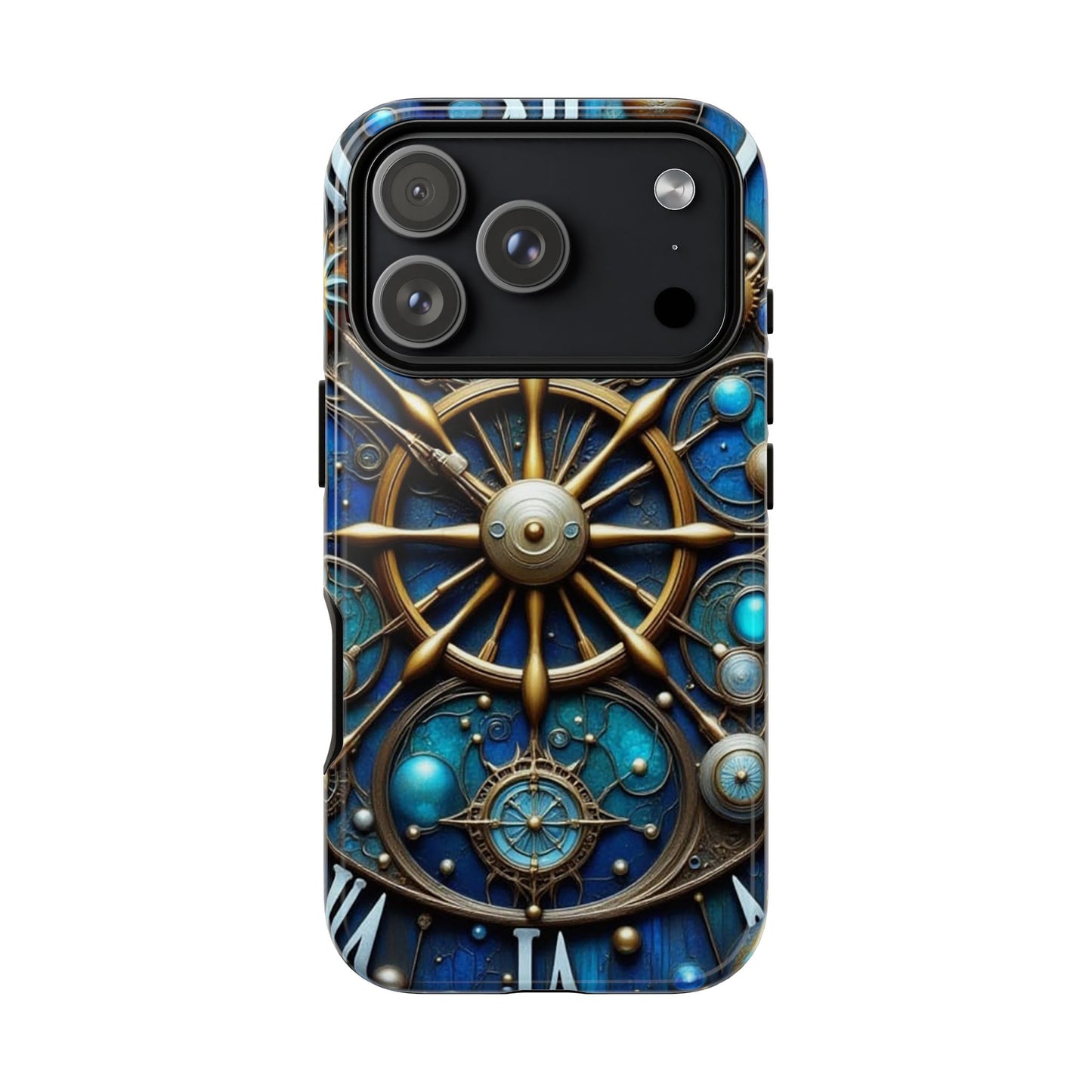 Stylish Phone Cases for Adventurers, Unique Phone Cover, Gift for Friends, Gold and Blue Steampunk Design, Tough Protective Case, Artistic [...]