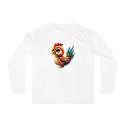 Vibrant Rooster Long Sleeve Shirt, Colorful Animal Tee, Unisex Activewear, Unique Gift for Bird Lovers, Outdoor Funwear, Festival Apparel