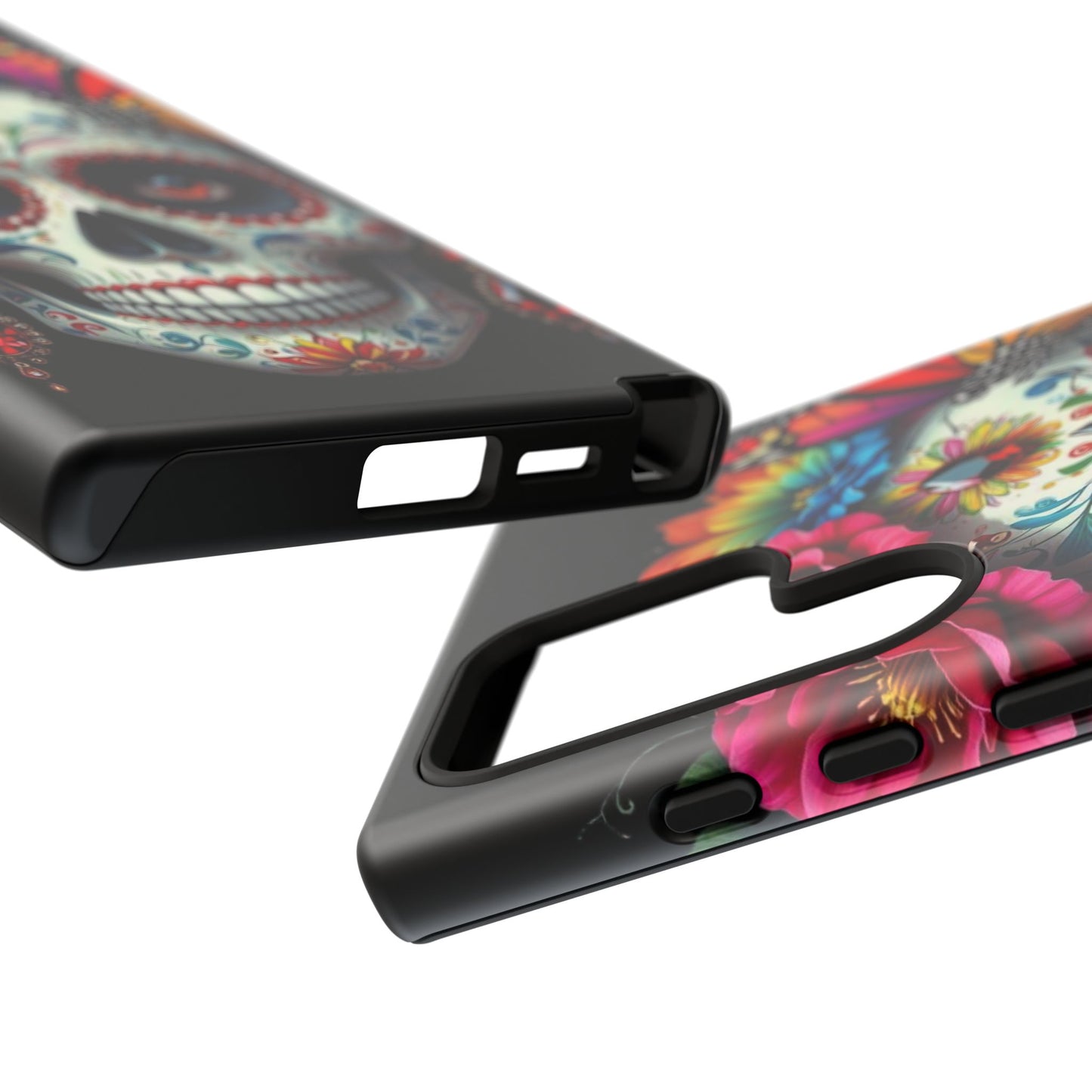 Colorful Sugar Skull Phone Case, Day of the Dead Case, Floral Phone Cover, Flower Skull Design, Edgy Phone Accessory