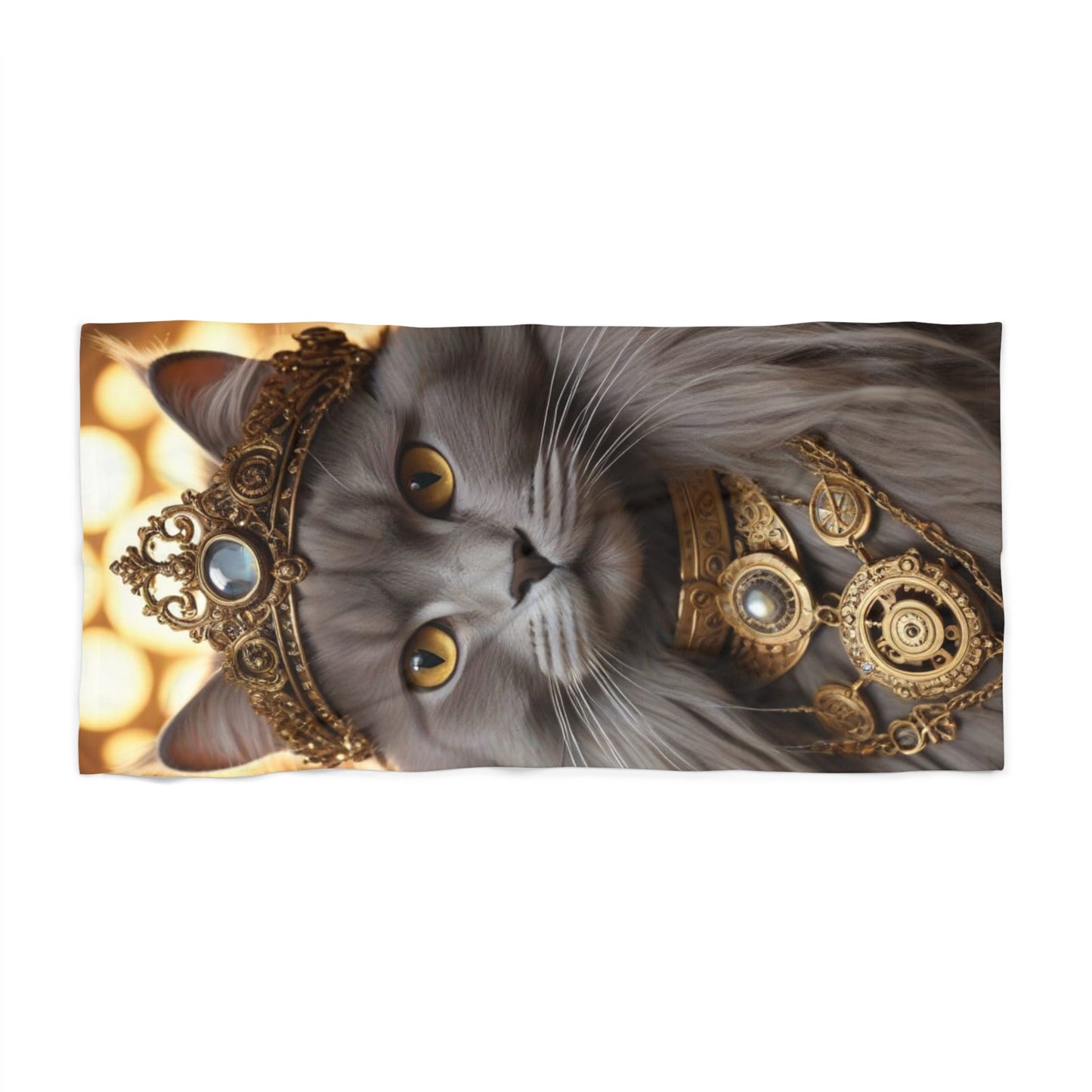 Steampunk Cat, Royal Feline Beach Towel | Cat Lover Gift, Beach Accessories, Summertime Fun, Poolside Decor, Pet-Themed Towel