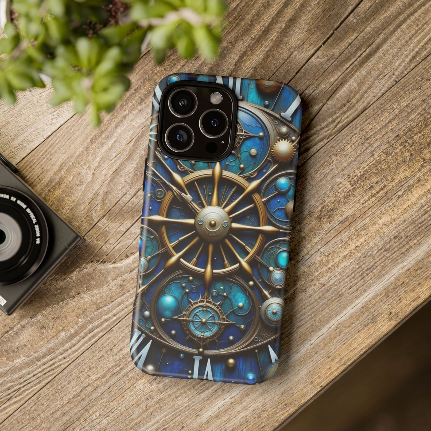 Stylish Phone Cases for Adventurers, Unique Phone Cover, Gift for Friends, Gold and Blue Steampunk Design, Tough Protective Case, Artistic [...]
