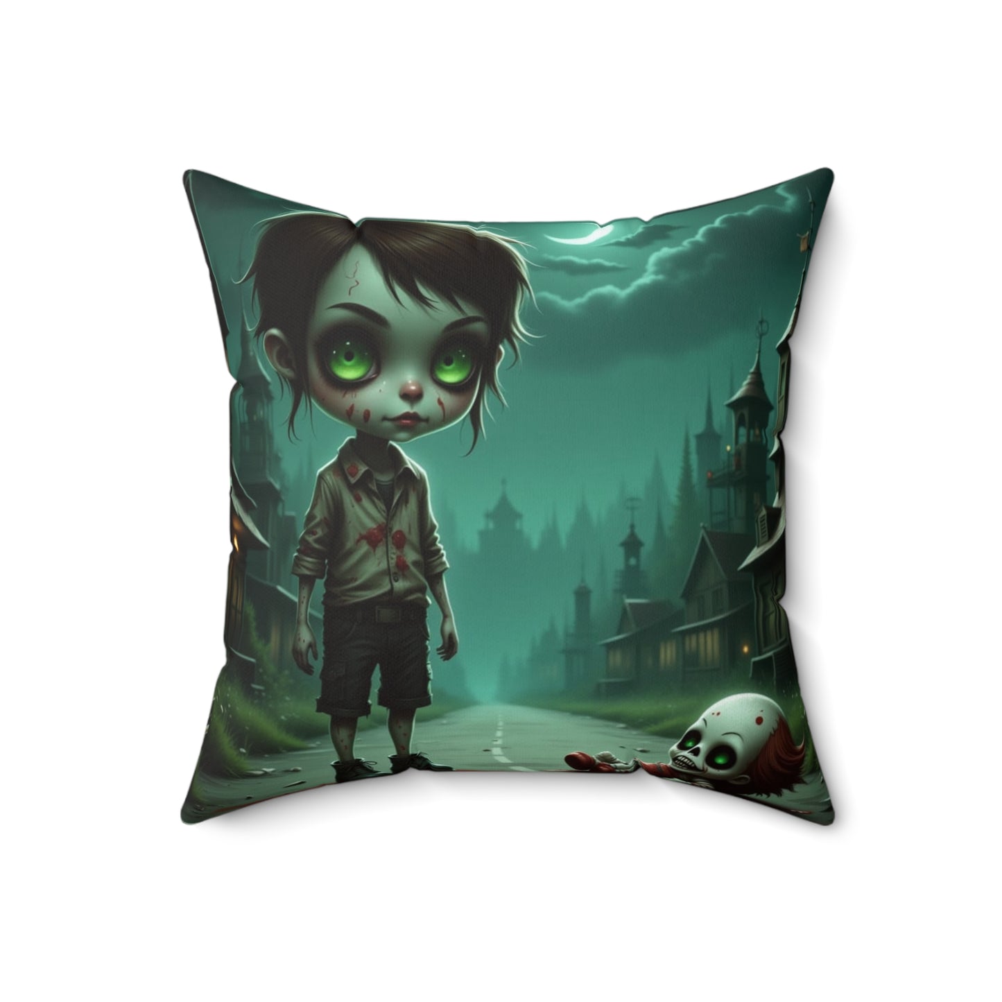 Gothic Horror Square Pillow, Spooky Home Decor, Halloween Accent Pillow, Creepy Throw Pillow, Unique Gift for Horror Fans