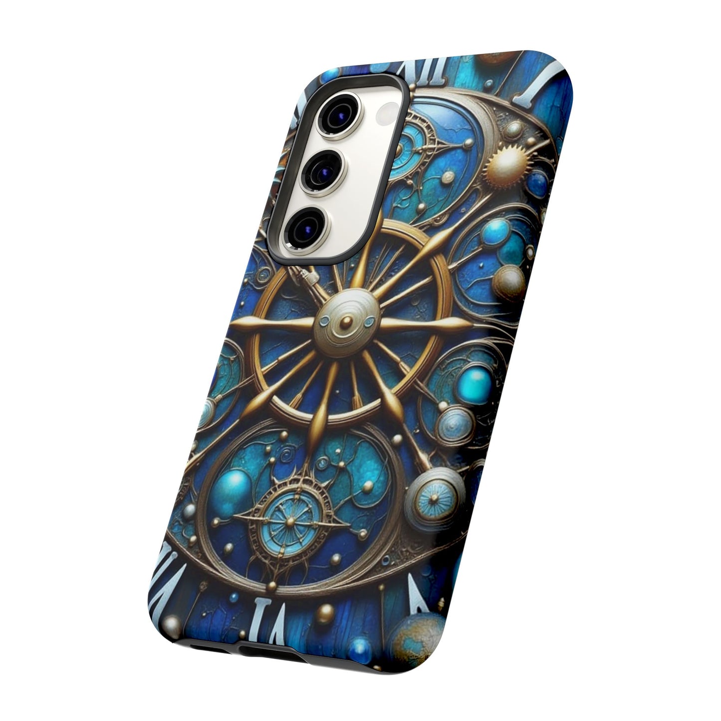 Stylish Phone Cases for Adventurers, Unique Phone Cover, Gift for Friends, Gold and Blue Steampunk Design, Tough Protective Case, Artistic [...]