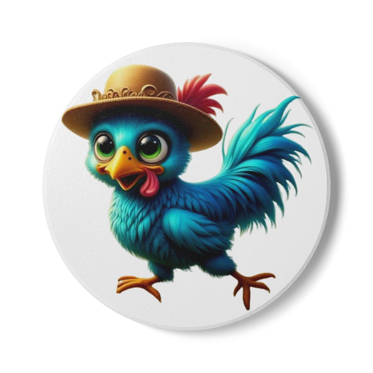 Ceramic Coaster, Chicken Periwinkle, Unique Designs, Gift Ideas