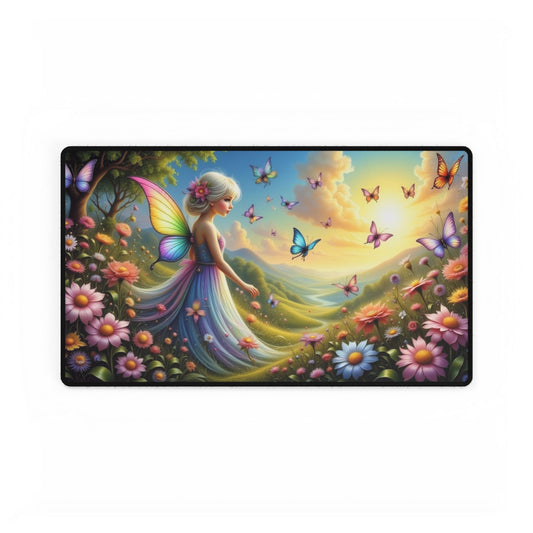 Whimsical Fairy Garden Desk Mat | Colorful Mousepad for Office Decor, Gift for Her, Fantasy Art, Home Office Accessory, Work Desk Decoration