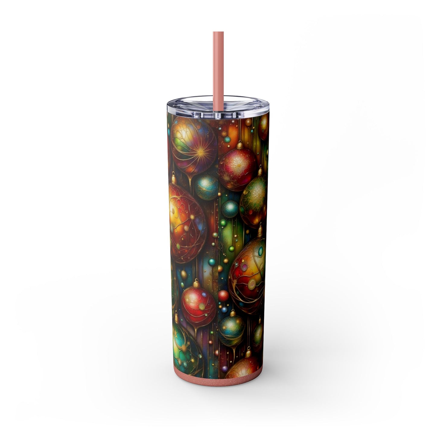 Colorful Holiday Skinny Tumbler, 20oz Christmas Drinkware, Festive Travel Mug, Gift for Him/Her, Party Essential, Reusable Eco-Friendly