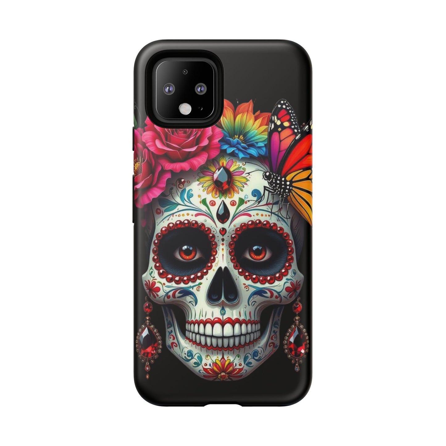 Colorful Sugar Skull Phone Case, Day of the Dead Case, Floral Phone Cover, Flower Skull Design, Edgy Phone Accessory